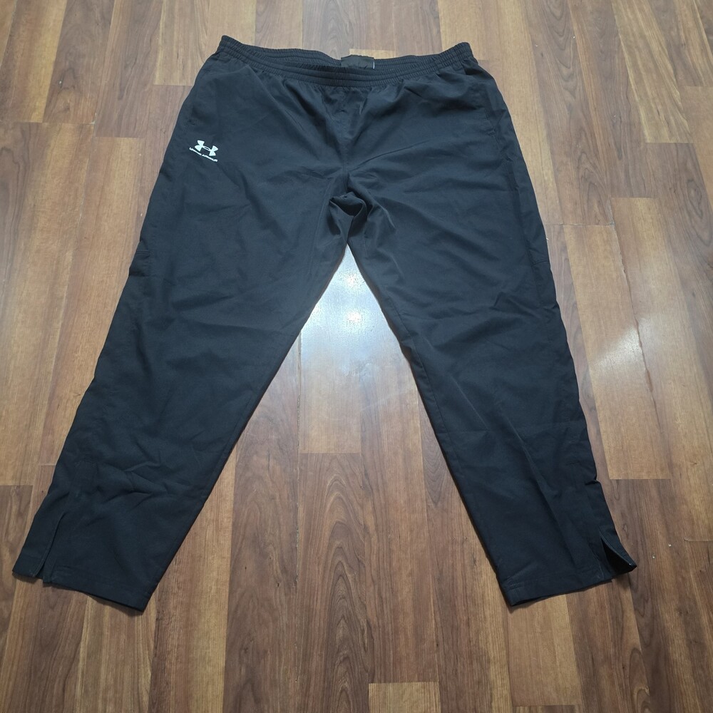 Under Armour Mens 3XL Black Loose Fit Mesh Lined Woven Track Pants Zipper Ankle